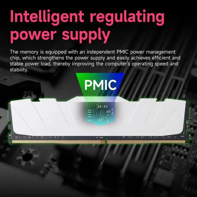 Alt view image 3 of 5 - DDR5 32GB 6000MHz Ram (16GBx2 PC5-48000) Desktop (DIMM) Computer Memory CL46(6000MT/s XMP3.0/Expo) with Heatsink White Acclamator