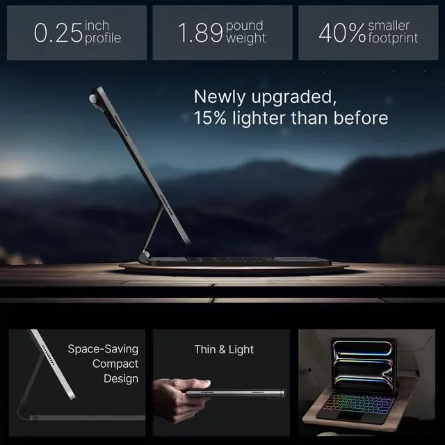 Alt view image 5 of 5 - typecase Keyboard Case for iPad Pro 13-inch (M4) 2024,Magic Keyboard with 11 Colors Backlight for iPad Pro 13,Keyboard Case with Pencil Holder,Multi-Touch Trackpad,Easy-Set Magnetic Stand,Carbon Fiber