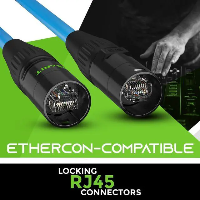 Alt view image 2 of 5 - GearIT CAT6 Shielded EtherCON-Compatible Cable, (200 Feet) RJ45 Connectors for Pro Audio, Aluminum Shielded, Oxygen Free Copper - 200 ft. - Blue