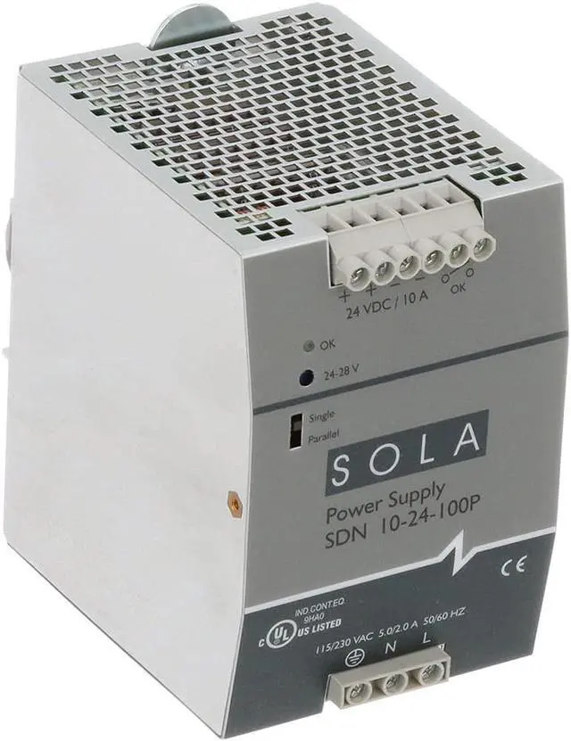 Main image of Sola/Hevi-Duty SDN10-24-100P DC Power Supply, 24 VDC, 10 Amp, 47-63 Hz