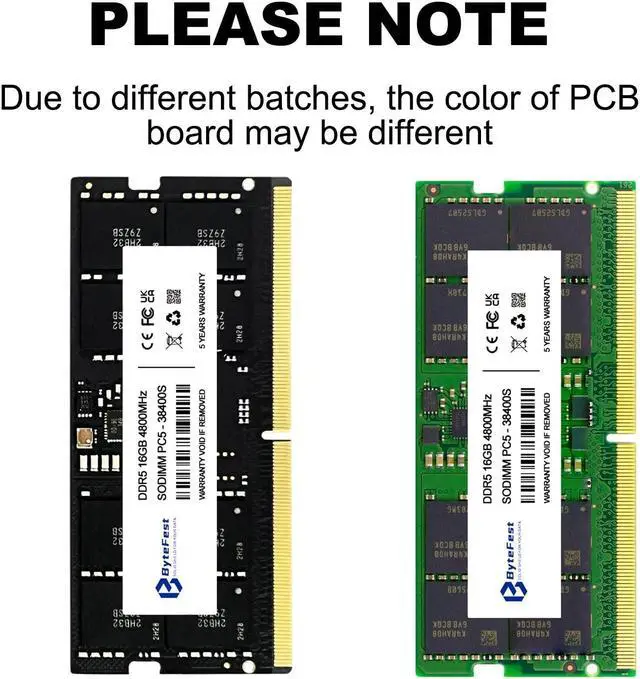 Alt view image 3 of 5 - ByteFest DDR5 RAM 16GB 4800MHz PC5-38400 CL40 1.1V SODIMM 262-Pin Laptop/Notebook RAM Memory Modules