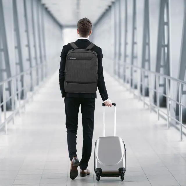 Alt view image 3 of 5 - HEAD Waterproof Laptop Backpack for Men with Trolley Sleeve, Business Laptop Backpacks fits 17.3 inch Notebook, Large Travel Backpack for Work/Outdoor/Daily