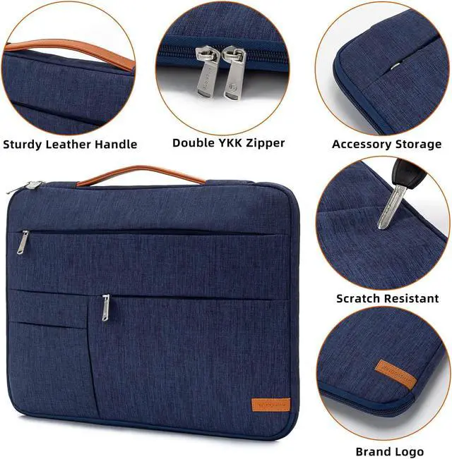 Alt view image 5 of 5 - KINGSLONG 14 inch Laptop Sleeve Bag, Slim Shockproof Handbag, Computer Carrying Case Cover Compatible with MacBook Air/Pro,Acer Asus Dell HP Blue