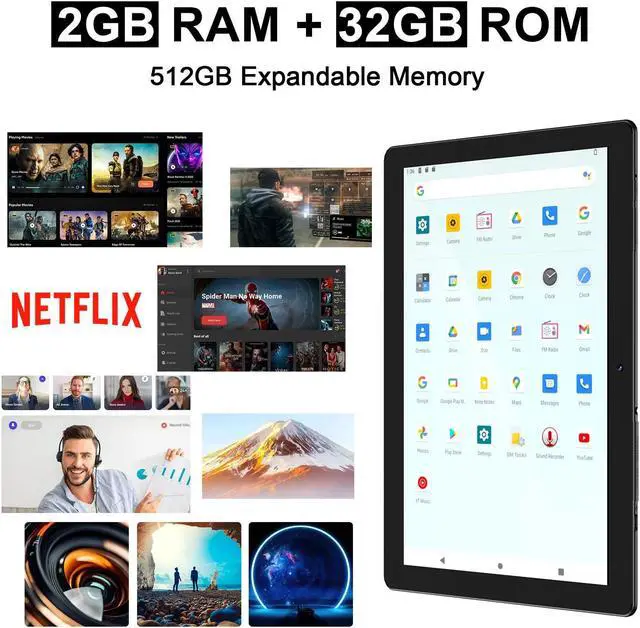 Alt view image 3 of 5 - SAIWAN Android Tablet 10 inch,2GB RAM, 32GB ROM, 512GB Expandable,Quad-Core Processor,6000mAh Battery,1280 * 800 HD IPS Screen,Dual Camera, WiFi, Bluetooth, Tablet