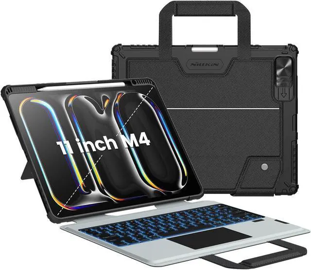 Main image of Nillkin Carry Go iPad Pro 11 inch (M4) Backlit Keyboard Case with Handle, New iPad Pro M4 11 inch Detachable Keyboard 2024 with Kickstand,Shortcut Keys,Trackpad (Carbon Black)