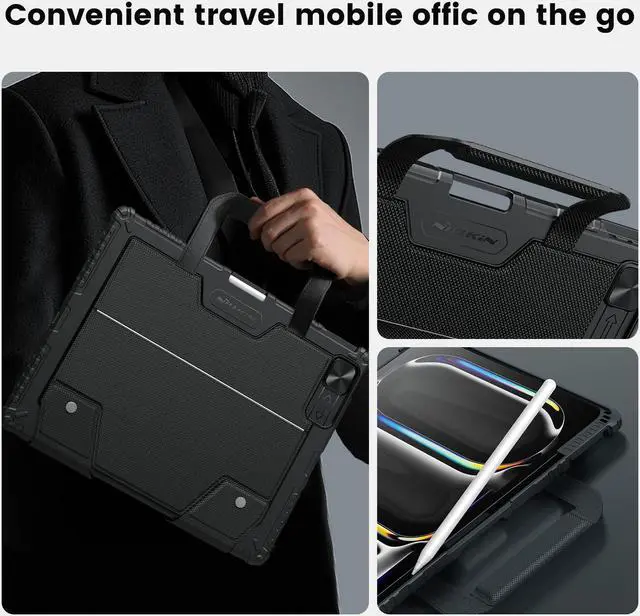 Alt view image 4 of 5 - Nillkin Carry Go iPad Pro 11 inch (M4) Backlit Keyboard Case with Handle, New iPad Pro M4 11 inch Detachable Keyboard 2024 with Kickstand,Shortcut Keys,Trackpad (Carbon Black)