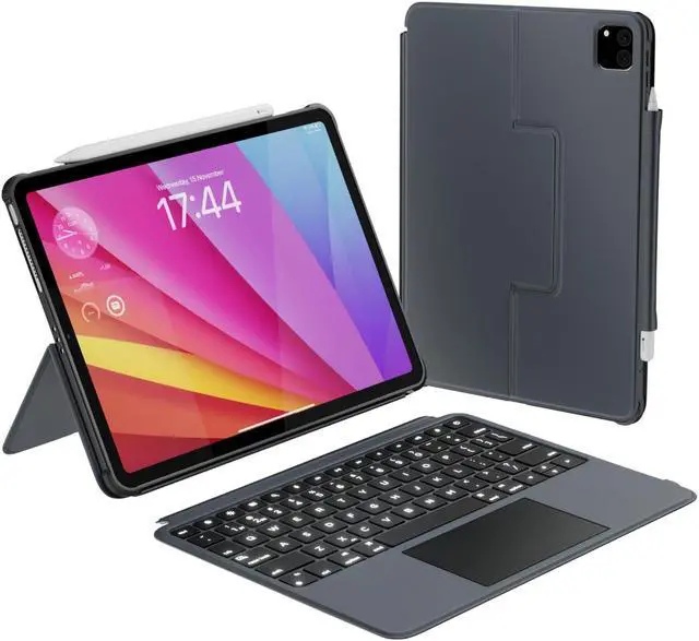 Main image of Macally iPad Pro 11 Inch M4 Case with Keyboard (2024 Gen 7) - Detachable Backlit Keyboard with Trackpad, Multi-View Stand, Apple Pencil Holder - iPad Pro Keyboard Case 11 Inch