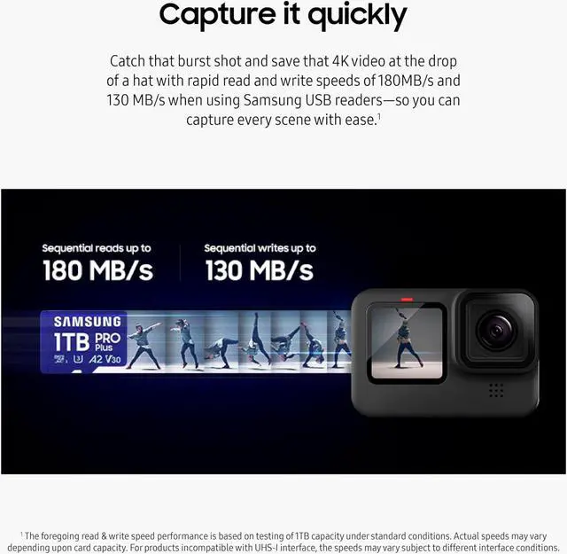 Alt view image 3 of 5 - SAMSUNG PRO Plus microSD Memory Card + Adapter, 1TB MicroSDXC, Up to 180 MB/s, Full HD & 4K UHD, UHS-I, C10, U3, V30, A2 for Android Phones, Tablets, GoPRO, DJI Drone, MB-MD1T0SA/AM, 2024