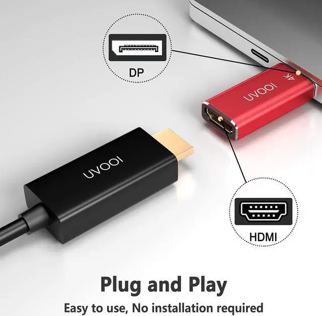Alt view image 2 of 5 - UVOOI 4K DisplayPort to HDMI Adapter 10-Pack, DP (Display Port) to HDMI Converter Aluminum Shell Display Port Male to HDMI Female Connector - Red