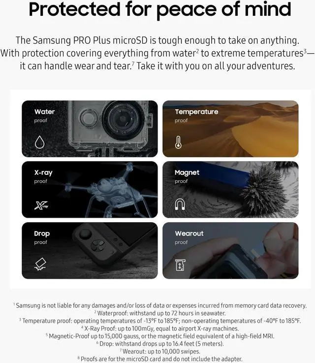 Alt view image 5 of 5 - SAMSUNG PRO Plus microSD Memory Card + Adapter, 1TB MicroSDXC, Up to 180 MB/s, Full HD & 4K UHD, UHS-I, C10, U3, V30, A2 for Android Phones, Tablets, GoPRO, DJI Drone, MB-MD1T0SA/AM, 2024