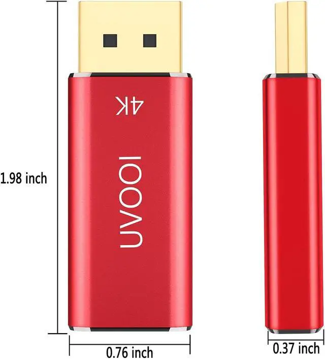 Alt view image 5 of 5 - UVOOI 4K DisplayPort to HDMI Adapter 10-Pack, DP (Display Port) to HDMI Converter Aluminum Shell Display Port Male to HDMI Female Connector - Red