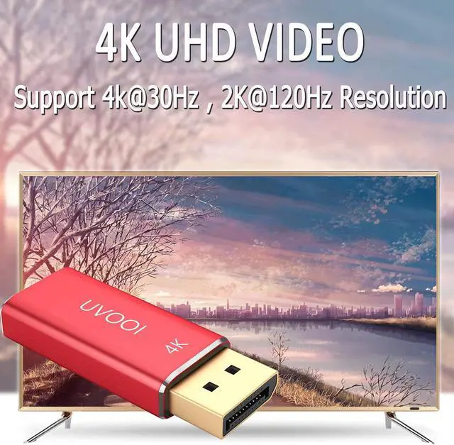 Alt view image 3 of 5 - UVOOI 4K DisplayPort to HDMI Adapter 10-Pack, DP (Display Port) to HDMI Converter Aluminum Shell Display Port Male to HDMI Female Connector - Red