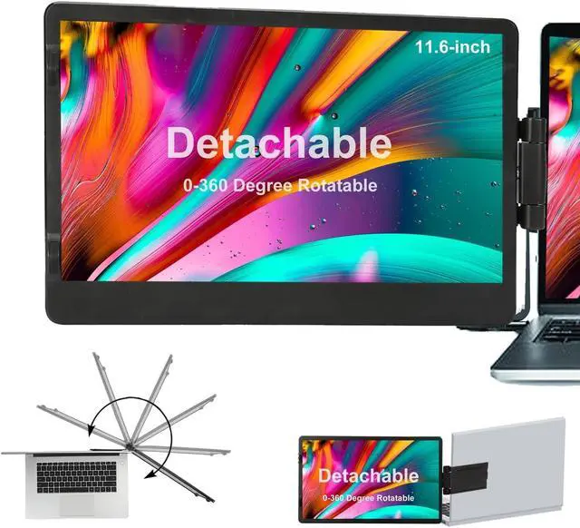 Main image of Laptop Screen Extender - 360° Rotatable Portable Monitor | 11.6" Foldable Laptop Monitor Extender with USB-C & Mini HDMI, Plug and Play for Mac, PC, and Android