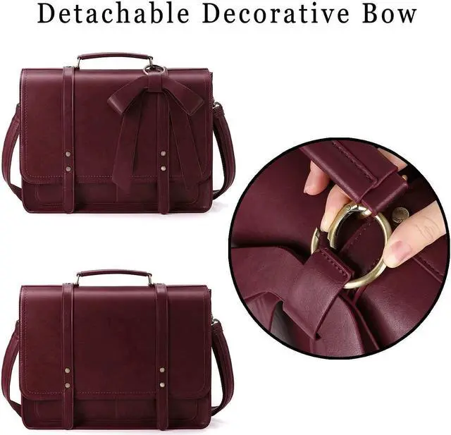 Alt view image 4 of 5 - ECOSUSI Laptop Bag for Women Briefcase Bag PU Leather Messenger College Satchel fit 15.6" Computer