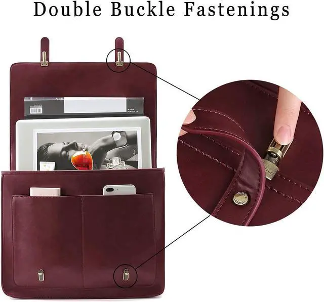 Alt view image 5 of 5 - ECOSUSI Laptop Bag for Women Briefcase Bag PU Leather Messenger College Satchel fit 15.6" Computer