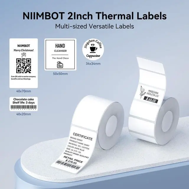 Alt view image 2 of 5 - NIIMBOT B1 Label Maker Machine (Blue) with Tape with 2 Rolls 40x30mm Clear Labels, Compatible with Phones & PC
