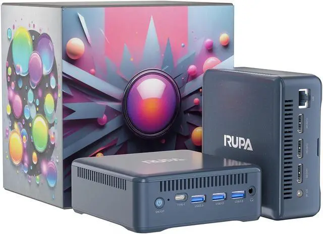 Main image of RUPA Mini Pc Windows 11, N100 Mini PC 8GB DDR4 RAM 256GB 2.5''SSD, Micro PC Support Real 4K HDR 10+ Triple Display, WiFi6, BT5.2, USB3.0, Gigabit Ethernet Mini Computer for Home/Office