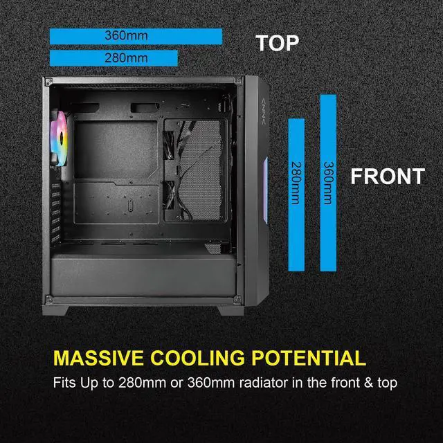 Alt view image 4 of 5 - AZZA CSAZ-520BG Guardian/Gaming/ATX Mid-Tower/Computer Case/Tempered Glass Panel