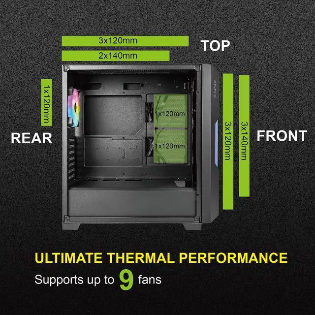 Alt view image 5 of 5 - AZZA CSAZ-520BG Guardian/Gaming/ATX Mid-Tower/Computer Case/Tempered Glass Panel
