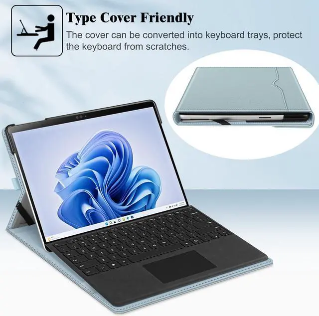Alt view image 4 of 5 - Fintie Case for 13 Inch Microsoft Surface Pro 11 / Pro 10 / Pro 9 - Multiple Angle Viewing Portfolio Business Cover with Pocket + Tempered Glass Screen Protector for Microsoft Surface Pro 11/10/9/8/X