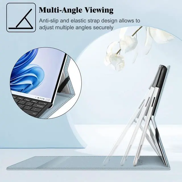 Alt view image 3 of 5 - Fintie Case for 13 Inch Microsoft Surface Pro 11 / Pro 10 / Pro 9 - Multiple Angle Viewing Portfolio Business Cover with Pocket + Tempered Glass Screen Protector for Microsoft Surface Pro 11/10/9/8/X