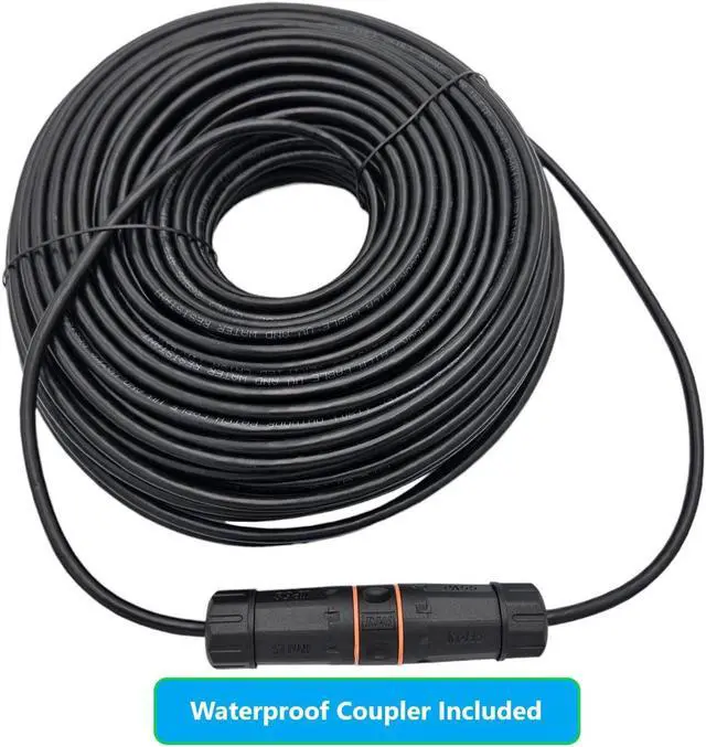 Alt view image 2 of 5 - Micro Connectors 150 Feet CAT6A Industrial Outdoor-Rated Shielded Ethernet Black-Cable Kit with Waterproof Coupler (E09-150BOU-KT)