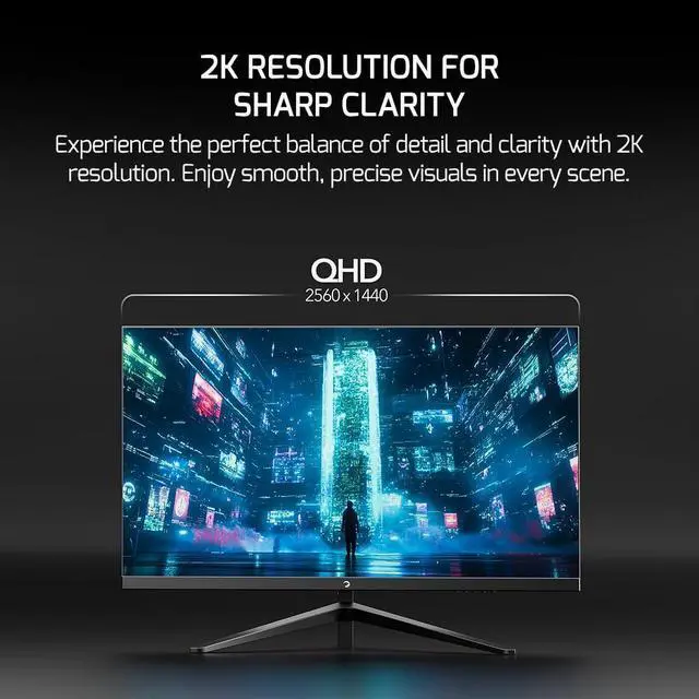 Alt view image 3 of 5 - GAMEPOWER Sonic T80 27 Inch 180Hz, 2K 2560x1440 QHD, 0.5ms Flat Fast IPS, HDR 400, Adaptive Sync, Frameless, Blue Light Filter, Speakers, HDMI 2.0 DP 1.4, 126% sRGB, RGB Gaming Monitor