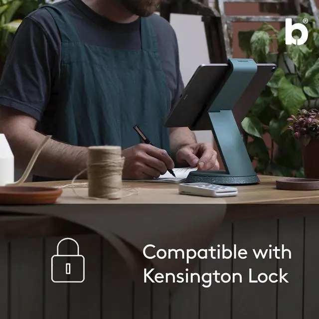 Alt view image 3 of 5 - Bouncepad Eddy Tablet & iPad POS Stand | Compatible with Most 7-13" Tablets | Strong Aluminium Kiosk Stand | Green