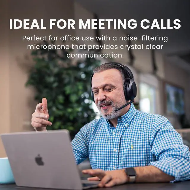 Alt view image 2 of 5 - Avantalk Aria 3 - Bluetooth 5.3 LE Audio Headphones with Detachable Noise-Cancelling Mic for Work Calls & Music, 55 Hrs Wireless Headset with Sidetone for PC Computer and Phone