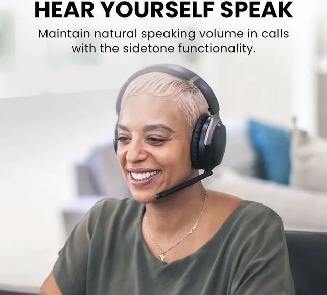 Alt view image 4 of 5 - Avantalk Aria 3 - Bluetooth 5.3 LE Audio Headphones with Detachable Noise-Cancelling Mic for Work Calls & Music, 55 Hrs Wireless Headset with Sidetone for PC Computer and Phone