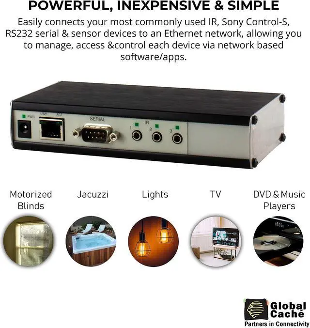 Alt view image 2 of 5 - Global Cache GC-100-06 Network Adapter - Connects RS232 Serial and Infrared Devices to a Wired Ethernet (6-Inch)