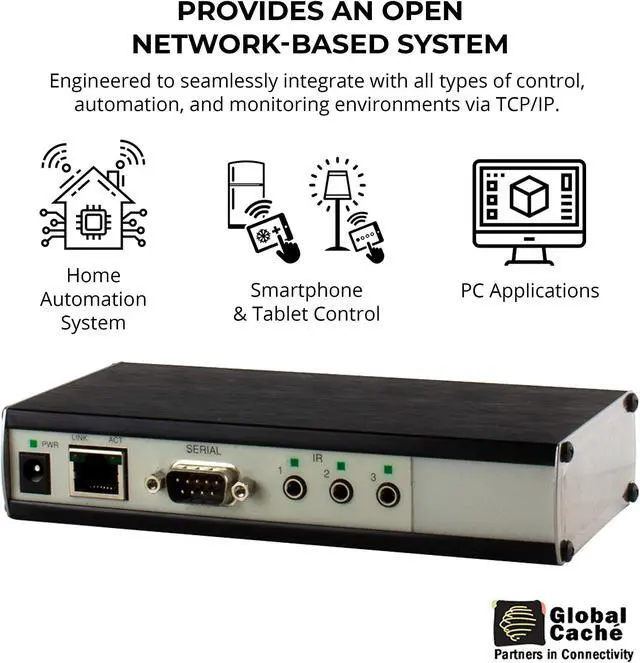 Alt view image 4 of 5 - Global Cache GC-100-06 Network Adapter - Connects RS232 Serial and Infrared Devices to a Wired Ethernet (6-Inch)