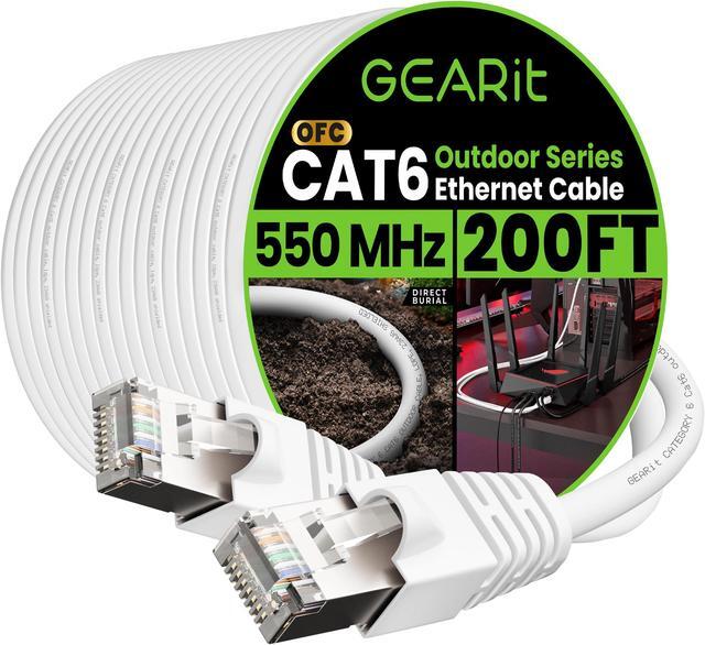 Main image of GearIT Cat6 Outdoor Ethernet Cable (200ft) 23AWG Pure Copper, FTP, LLDPE, Waterproof, Direct Burial, In-Ground, UV Resistant, POE, Network, LAN, Internet, Cat 6, Cat6 Cable - 200 Feet