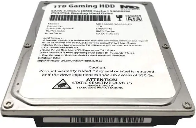 Alt view image 3 of 5 - MaxDigitalData (MD1000GLSA854-PS) 1TB 5400RPM 8MB Cache (9.5mm) SATA 3.0Gb/s 2.5" Gaming Hard Drive (for PS3/PS4) - 2 Year Warranty