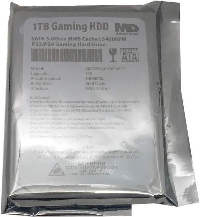 Alt view image 4 of 5 - MaxDigitalData (MD1000GLSA854-PS) 1TB 5400RPM 8MB Cache (9.5mm) SATA 3.0Gb/s 2.5" Gaming Hard Drive (for PS3/PS4) - 2 Year Warranty