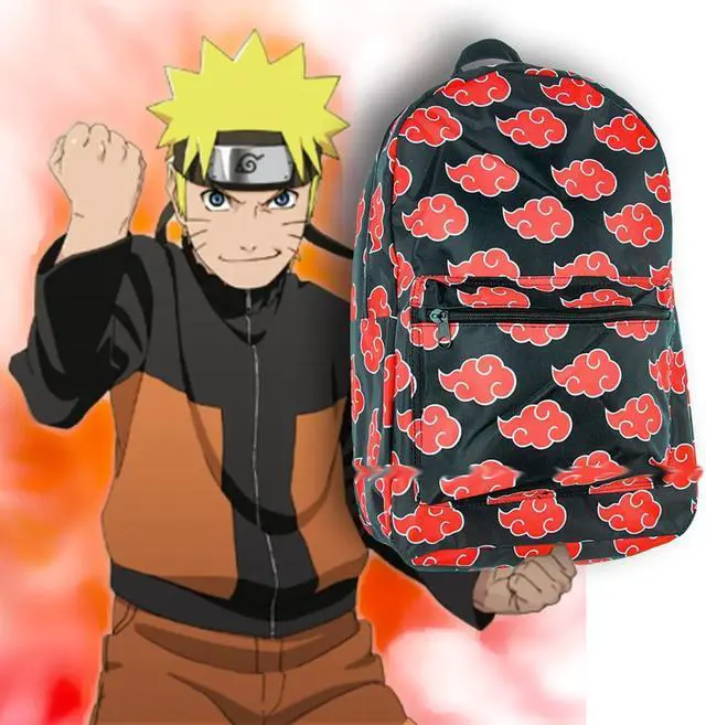 Alt view image 4 of 5 - Bioworld Naruto Backpack Shippuden Akatsuki Red Clouds All Over Print Travel Laptop Backpack