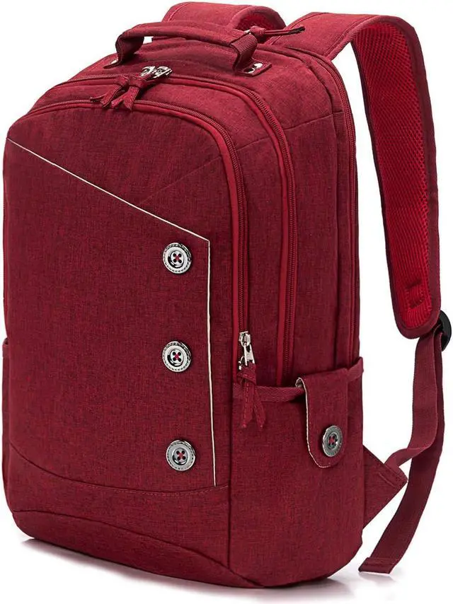 Main image of KINGSLONG 15.6 inch Laptop Backpack for Women, Stylish Buttons Decor Daypack Fit 15.6 inch Notebook, Water Resistant Computer Notebook Bag with USB Charging Port for Travel College Work Gifts