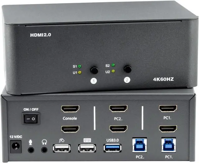Main image of KVM Switch 2 Monitors 2 Computers, HDMI 4K@60Hz KVM Switch with USB3.0, 2 Computers Share One Set of Keyboard, Mouse and Monitors, Supports Windows/Mac/Linux (KVM Switch 2 Monitors 2 Computers)
