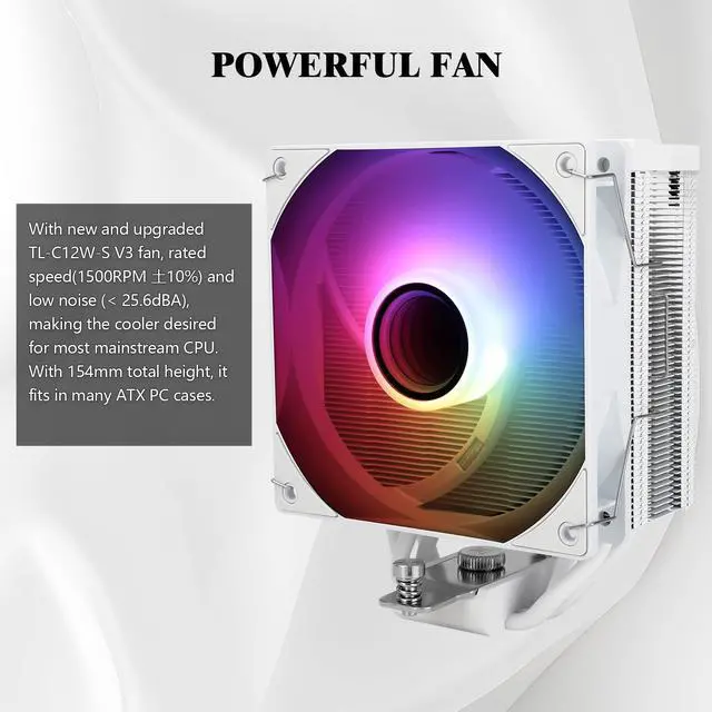 Alt view image 4 of 5 - Thermalright Assassin Spirit 120 Vision ARGB White CPU Cooler, Computer Heatsink Cooler 4 Heat Pipes,PC Display Screen CPU Cooling with 1.54in,240*240 Resolving Power,for AM4/AM5 and LGA1700/1851/115X