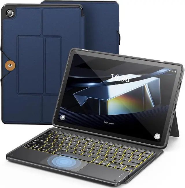 Main image of INFILAND Keyboard Case for Samsung Galaxy Tab A9+/A9 Plus 5G with 7-Color Backlight & High Precision Trackpad, Slim and Portable Detachable Folder Style Keyboard Case for Tab A9+ 11 inch,Navy