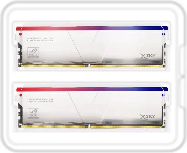 Alt view image 3 of 5 - V-Color DDR5 XSky ROG Certified 32GB(16GBx2) 6600MHz 2Gx8 CL32-39-39-102 1.4V SK Hynix IC RGB Gaming Desktop Upgrade RAM Memory Module - Silver (RTMXSL1666832SWK)