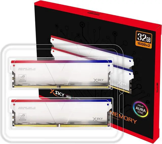 Alt view image 4 of 5 - V-Color DDR5 XSky ROG Certified 32GB(16GBx2) 6600MHz 2Gx8 CL32-39-39-102 1.4V SK Hynix IC RGB Gaming Desktop Upgrade RAM Memory Module - Silver (RTMXSL1666832SWK)