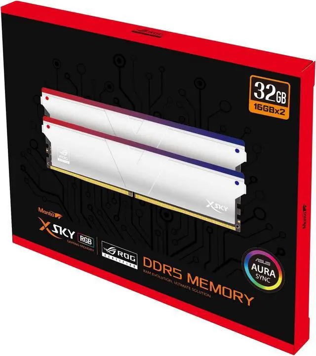 Alt view image 5 of 5 - V-Color DDR5 XSky ROG Certified 32GB(16GBx2) 6600MHz 2Gx8 CL32-39-39-102 1.4V SK Hynix IC RGB Gaming Desktop Upgrade RAM Memory Module - Silver (RTMXSL1666832SWK)