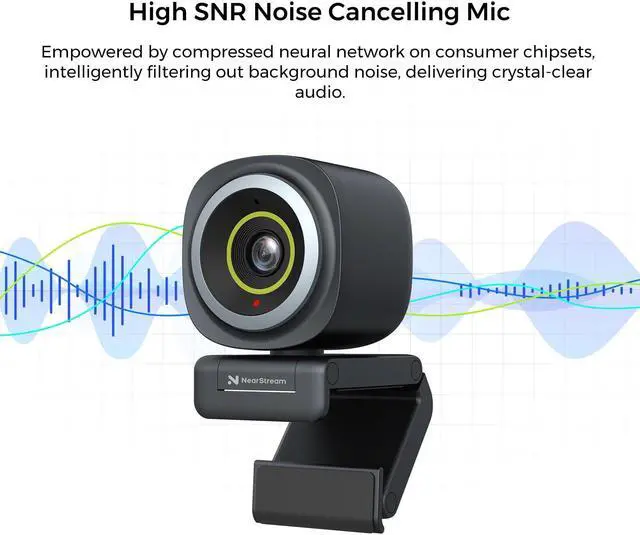 Alt view image 3 of 5 - NearStream 2K Webcam for PC, Full HD 1080P Webcam with Noise-Canceling Mic, Auto Focus,Software Control, Adjustable FOV, Plug&Play, Compact Web Camera for Desktop Computer for Zoom/Skype/Teams (V02AF)