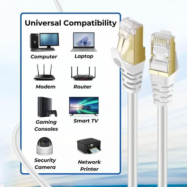 Alt view image 5 of 5 - TNP Cat7 Ethernet Network Cable (100 FT) - High Performance 10 Gigabit Ethernet 600MHz with Professional Gold Plated Snagless RJ45 Connector Premium Shielded Twisted Pair S/STP Patch Plug Wire Cord