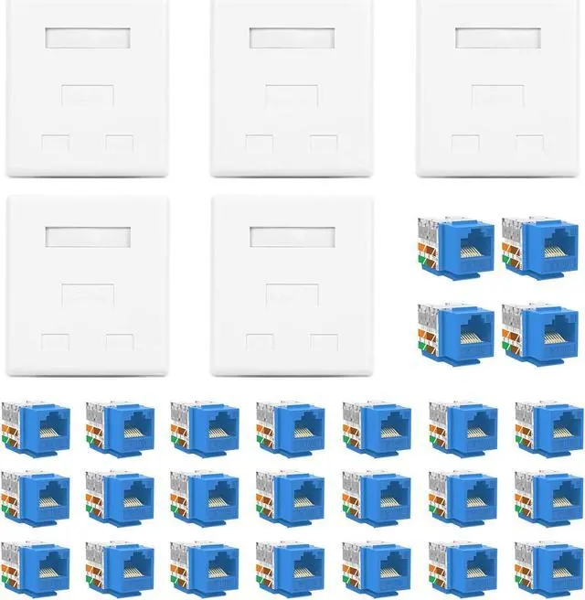 Main image of VCELINK RJ45 Surface Mount Box Shielded 2-Port with RJ45 Cat6 Keystone Jacks Slim Profile UL-Listed 25-Pack