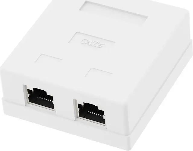 Alt view image 3 of 5 - VCELINK RJ45 Surface Mount Box Shielded 2-Port with RJ45 Cat6 Keystone Jacks Slim Profile UL-Listed 25-Pack