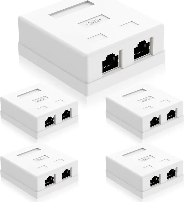 Alt view image 2 of 5 - VCELINK RJ45 Surface Mount Box Shielded 2-Port with RJ45 Cat6 Keystone Jacks Slim Profile UL-Listed 25-Pack