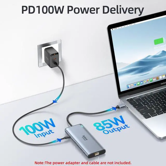 Alt view image 5 of 5 - Docking Station USB C Video,8K Laptop Docking Station Dual Monitor 8K@60Hz 2*HDMI,USB-C Hub with USBC Video Output,4 * 10Gbps USB Port,Ethernet,100W PD for Portable Monitor,MacBook Pro/Air,Dell,HP