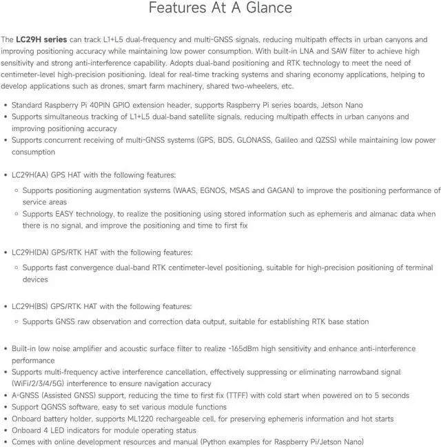 Alt view image 4 of 5 - Waveshare LC29H Series Dual-Band GPS Module for Raspberry Pi, Dual-Band L1+L5 Positioning Technology, Supports RTK Base, Can Establish a Base Station to Transmit Correction Data
